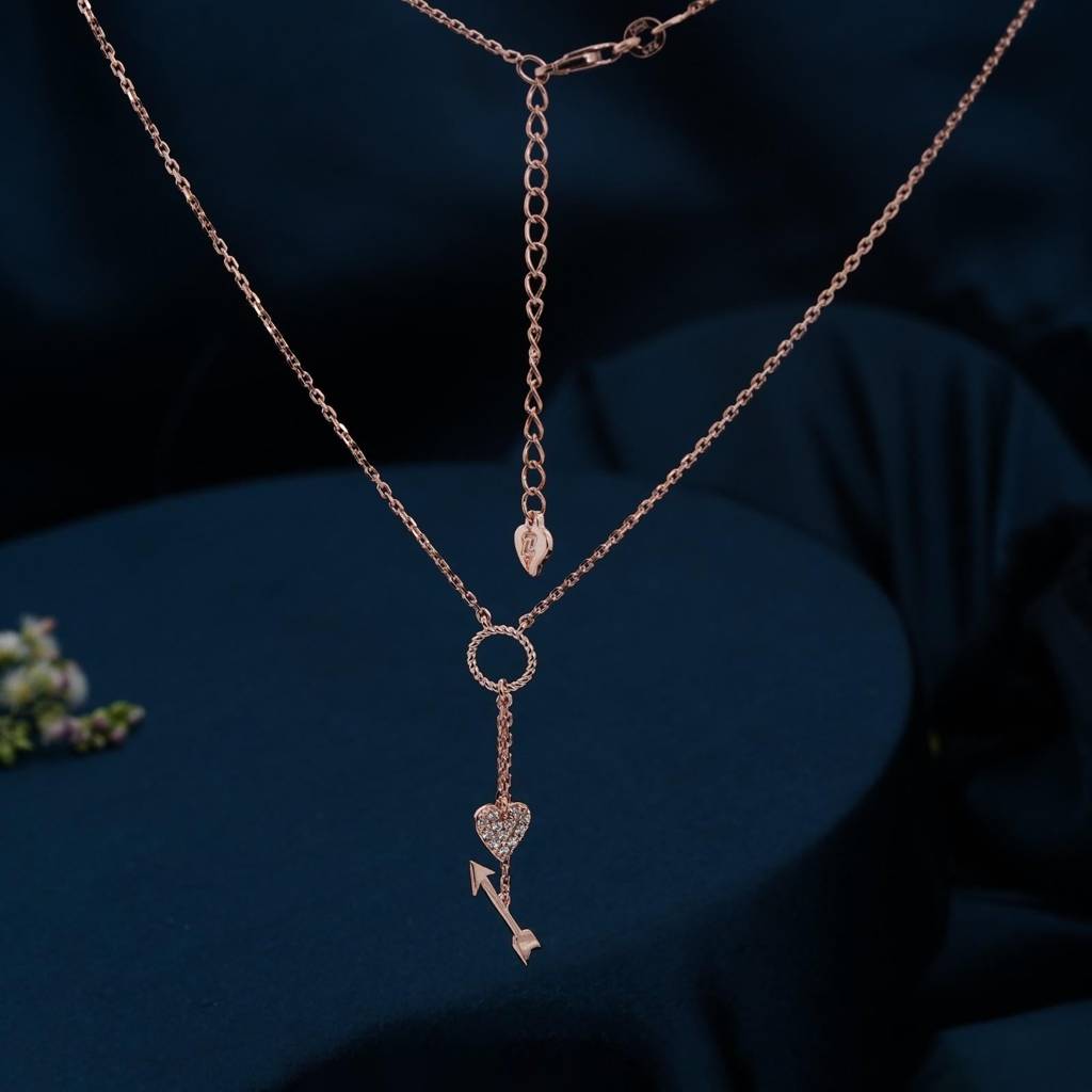 Rose Gold Hit My Heart Arrow Necklace : ZLNKL-1047R