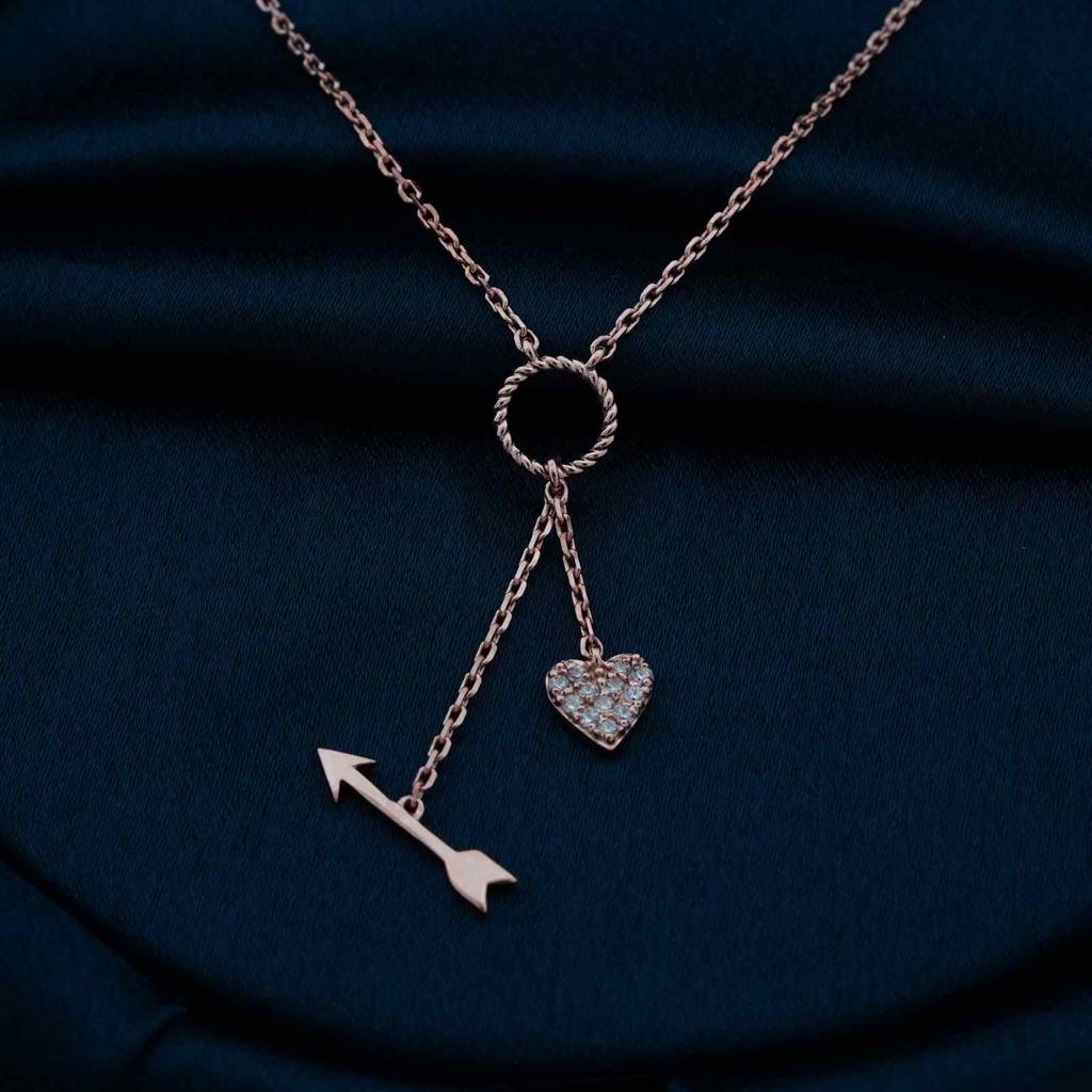 Rose Gold Hit My Heart Arrow Necklace : ZLNKL-1047R