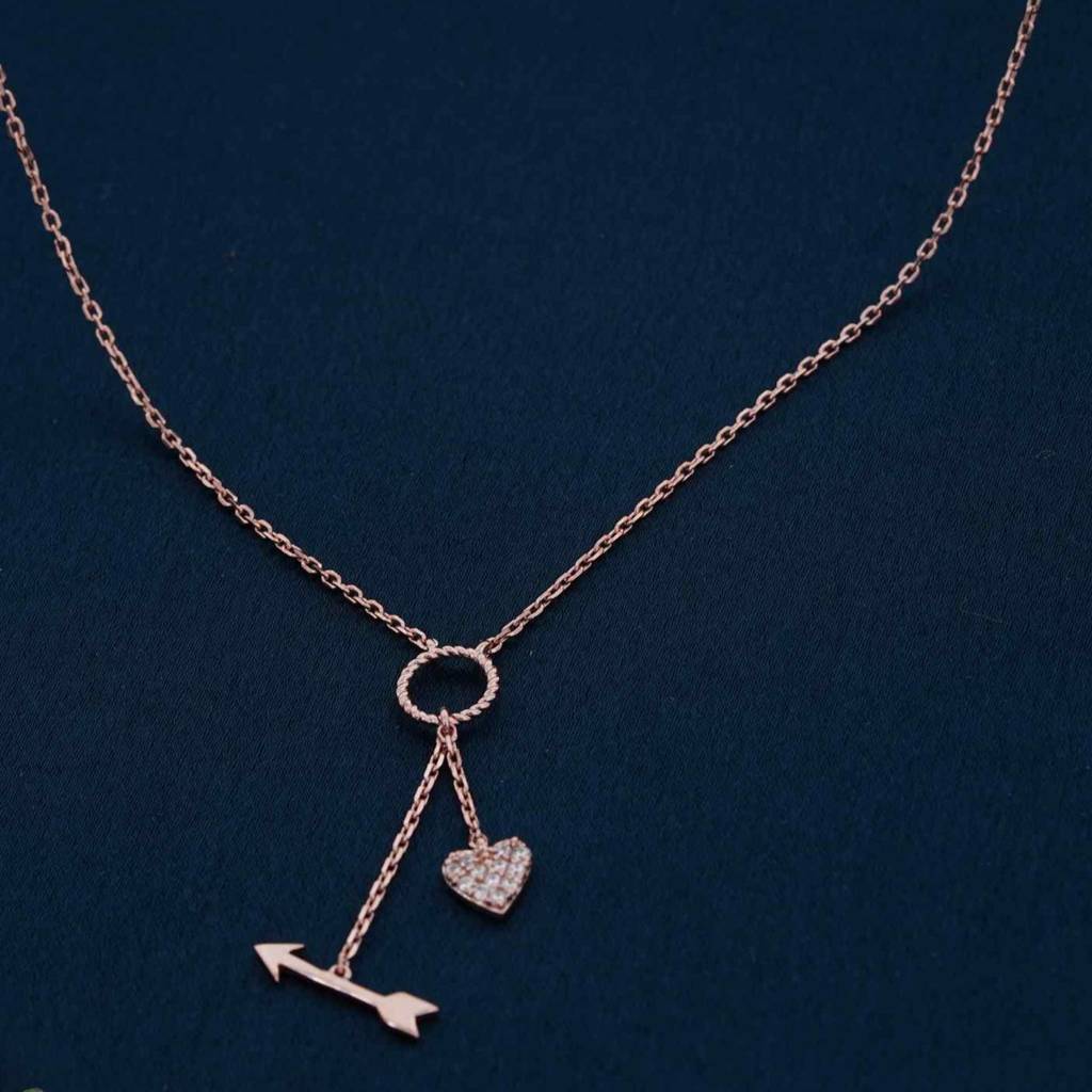 Rose Gold Hit My Heart Arrow Necklace : ZLNKL-1047R