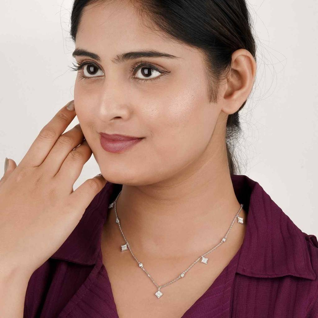 Silver Minimal Dainty Charm Necklace : ZLNKL-1051