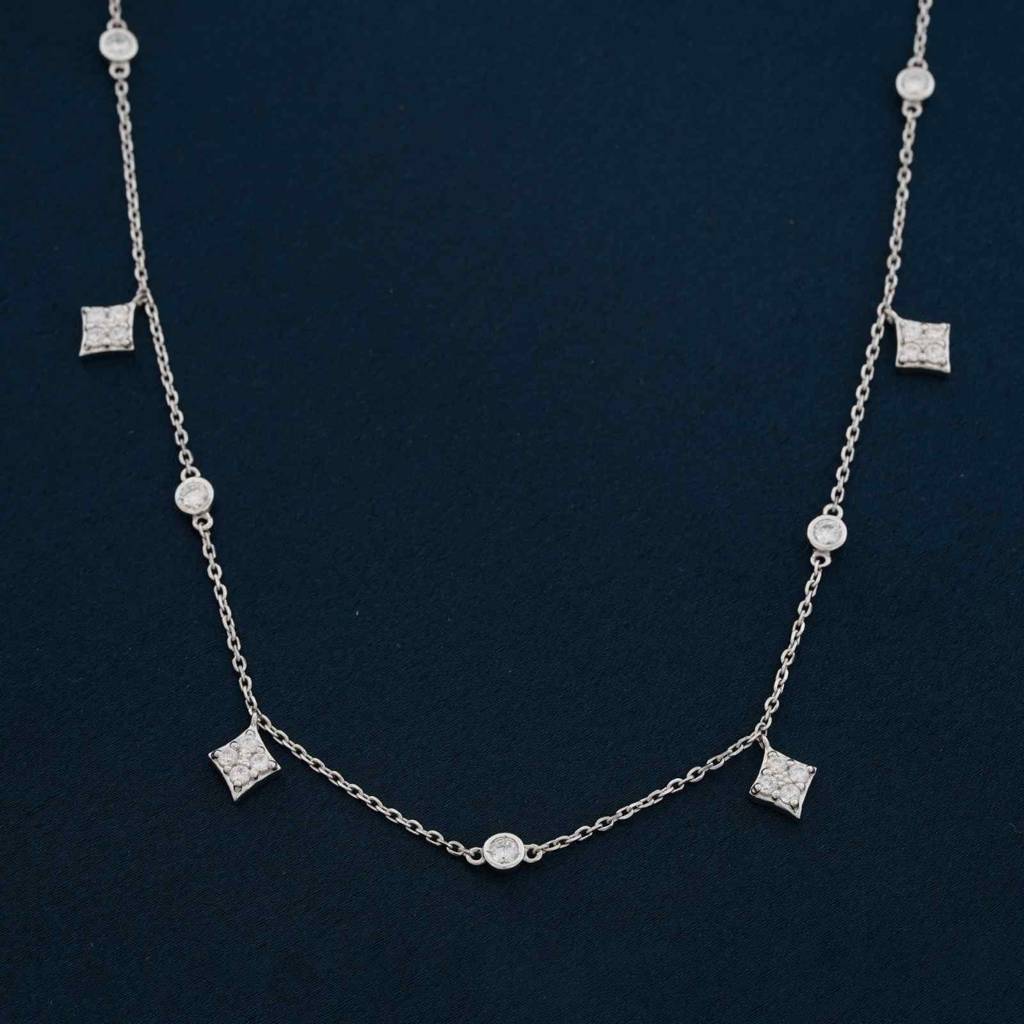 Silver Minimal Dainty Charm Necklace : ZLNKL-1051