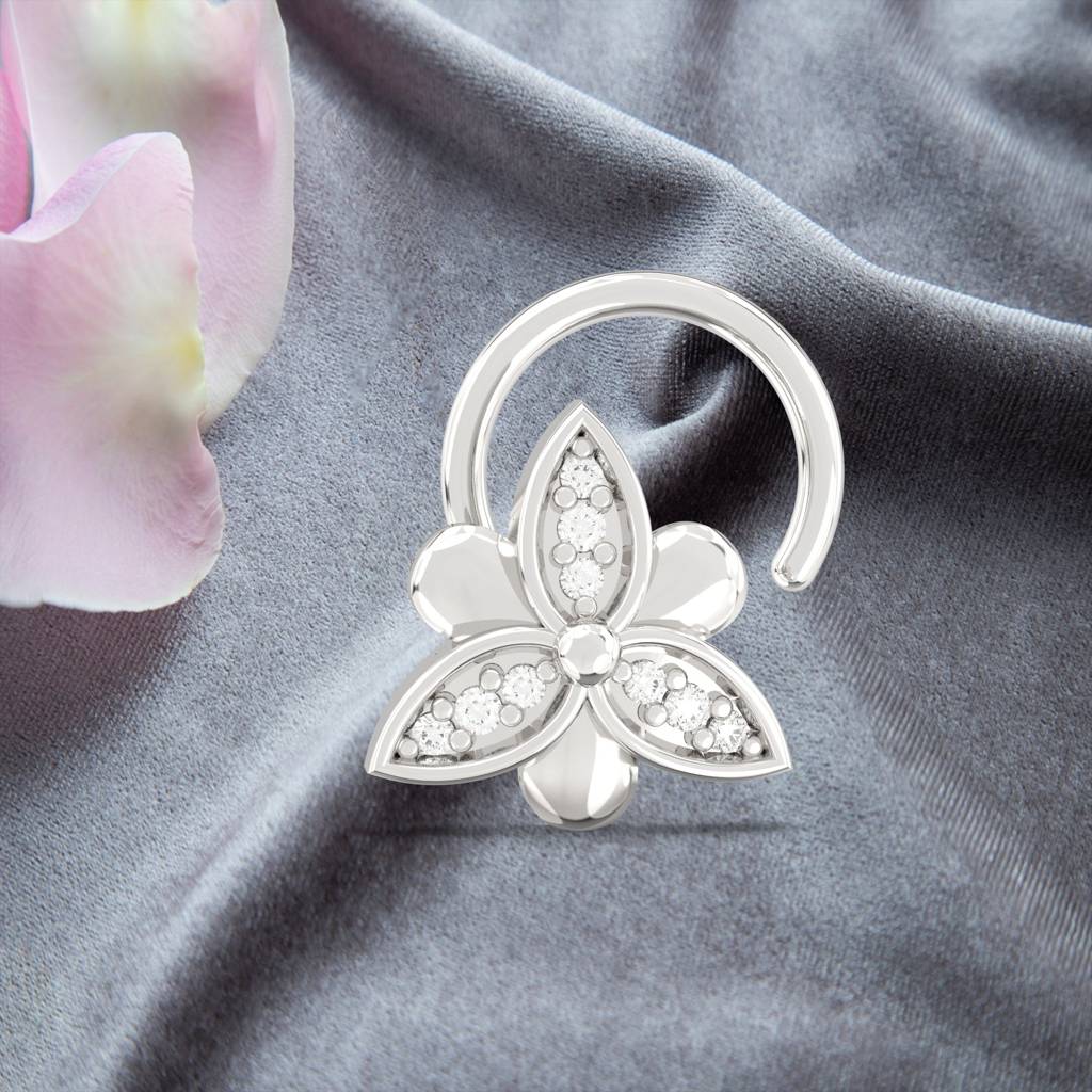 Sterling Silver Floral Flower Nose Pin : ZLNSP-1008