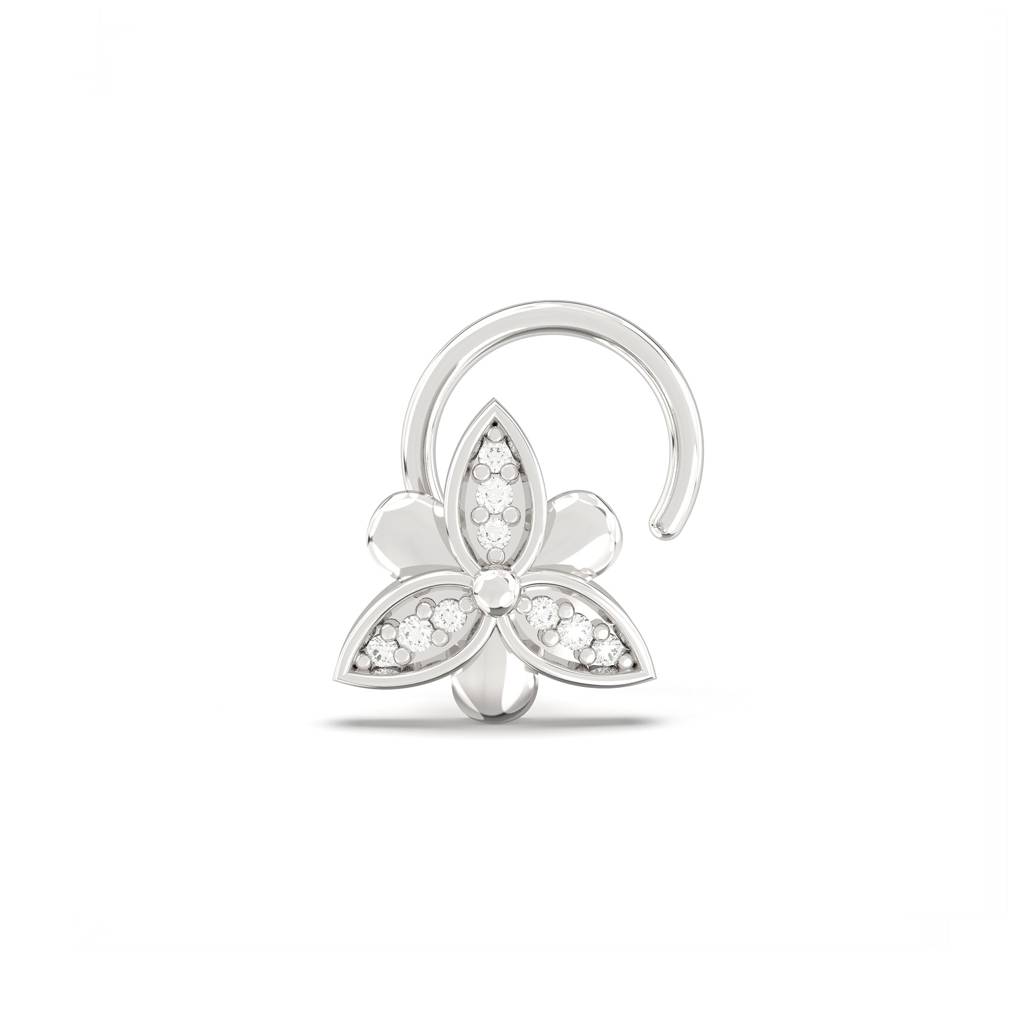 Sterling Silver Floral Flower Nose Pin : ZLNSP-1008