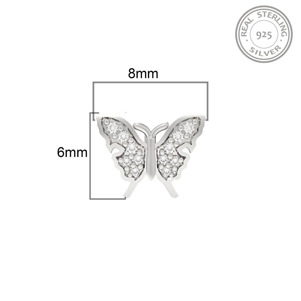 Silver Diamond Butterfly Tiny Nosepin : ZLNSP-1009