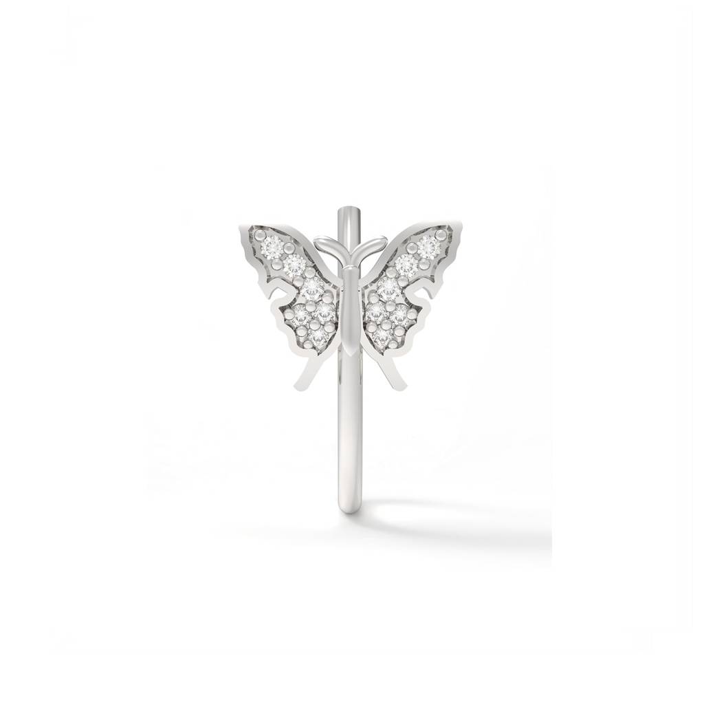 Silver Diamond Butterfly Tiny Nosepin : ZLNSP-1009