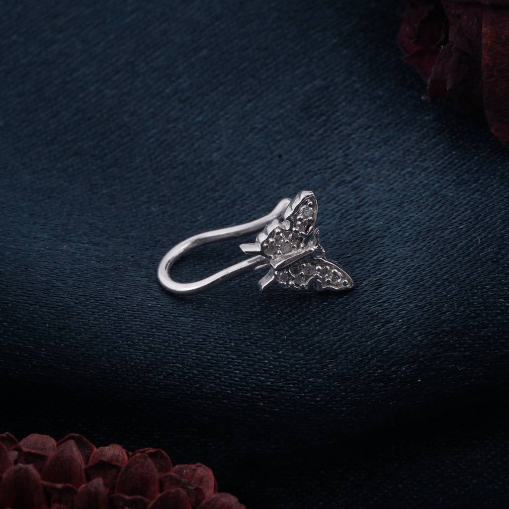 Silver Diamond Butterfly Tiny Nosepin : ZLNSP-1009