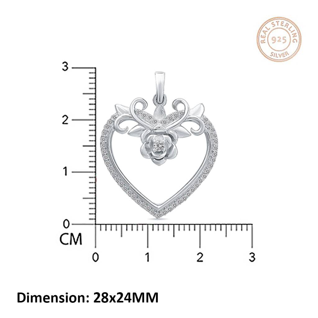 Silver Heart Flower Style Love Pendant : ZLP-1001