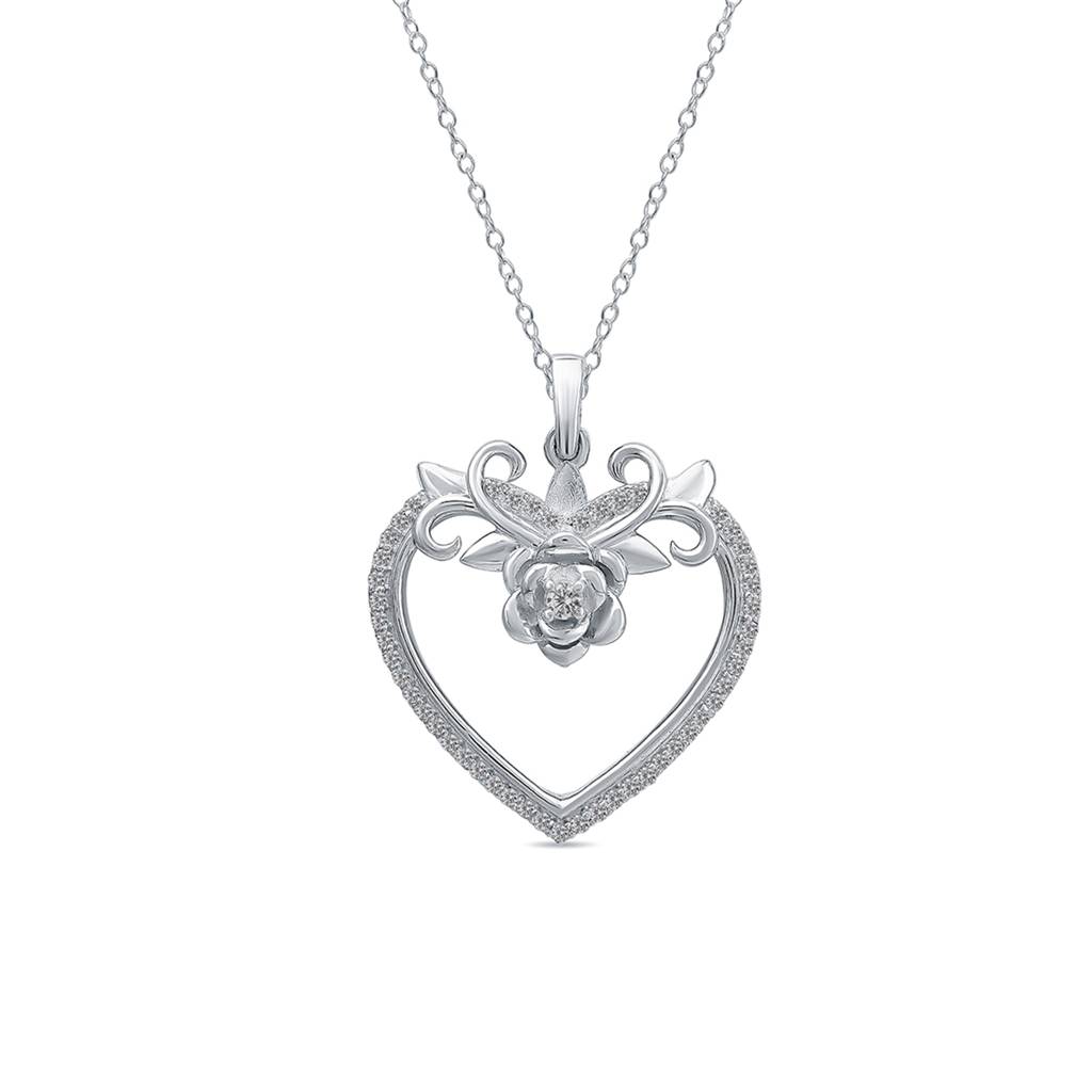 Silver Heart Flower Style Love Pendant : ZLP-1001
