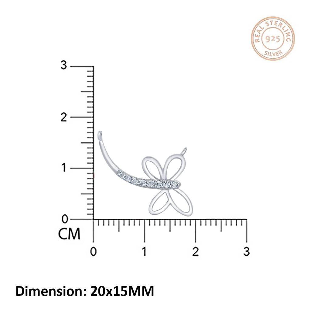 Silver Dragonfly Swiss Zircon Pendant : ZLP-1003
