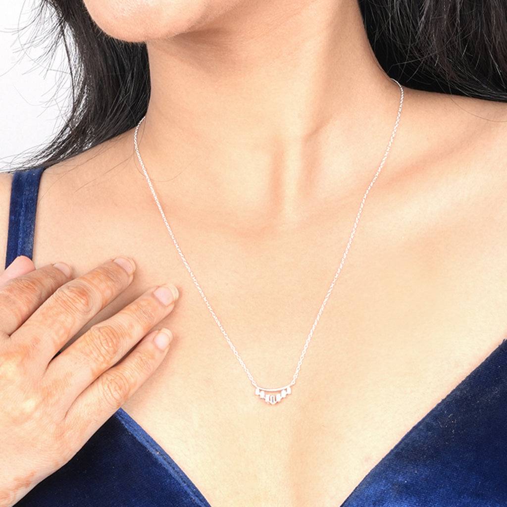 Silver Baguette Design Fancy Pendant : ZLP-1005