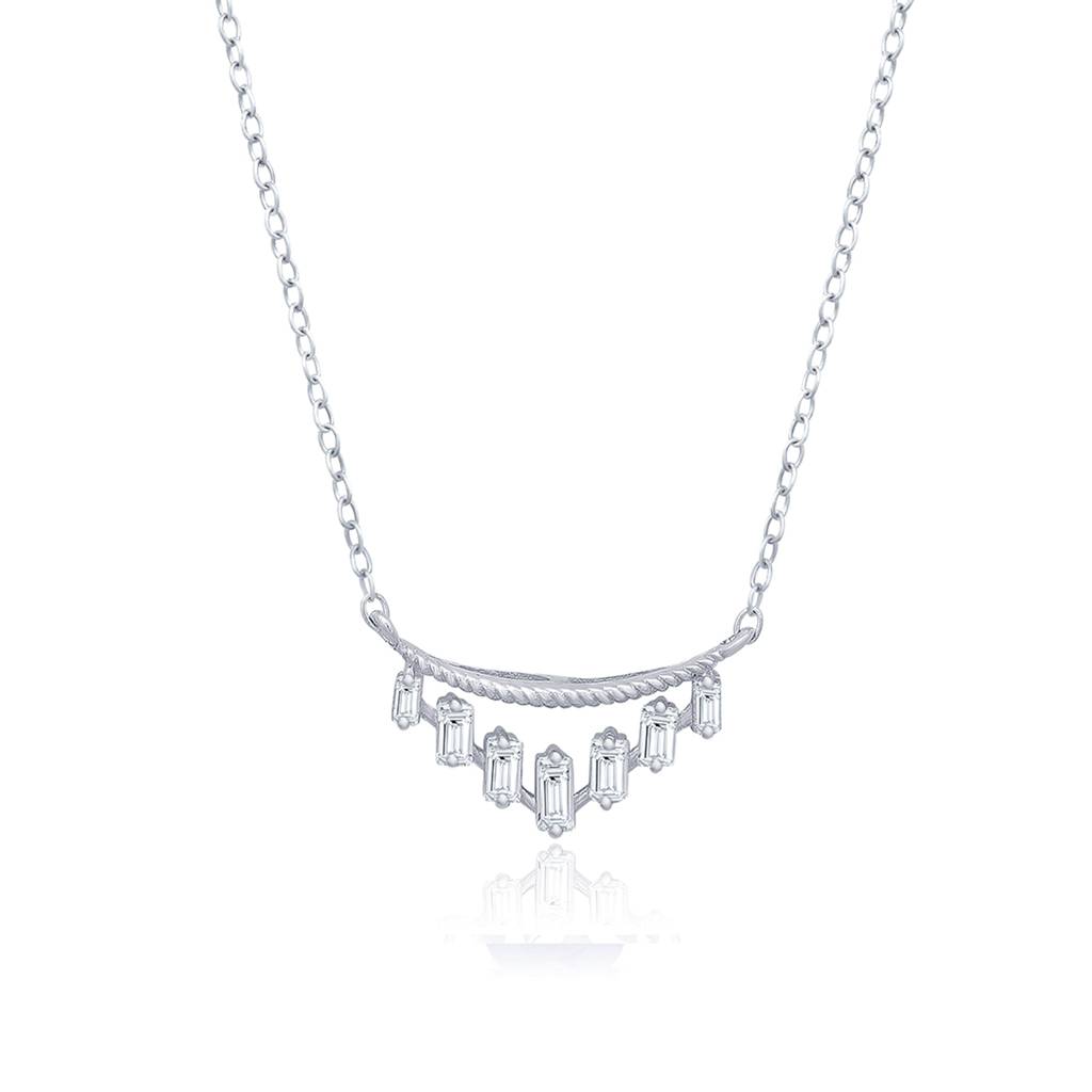 Silver Baguette Design Fancy Pendant : ZLP-1005