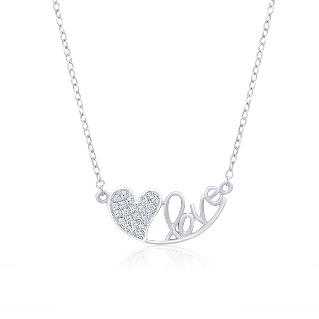 Silver Love Heart Pendant : ZLP-1006