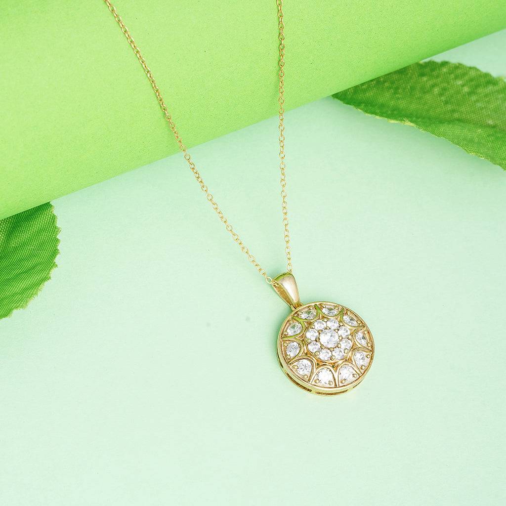 Golden Gold Plated Round Vintage Pendant : ZLP-1007