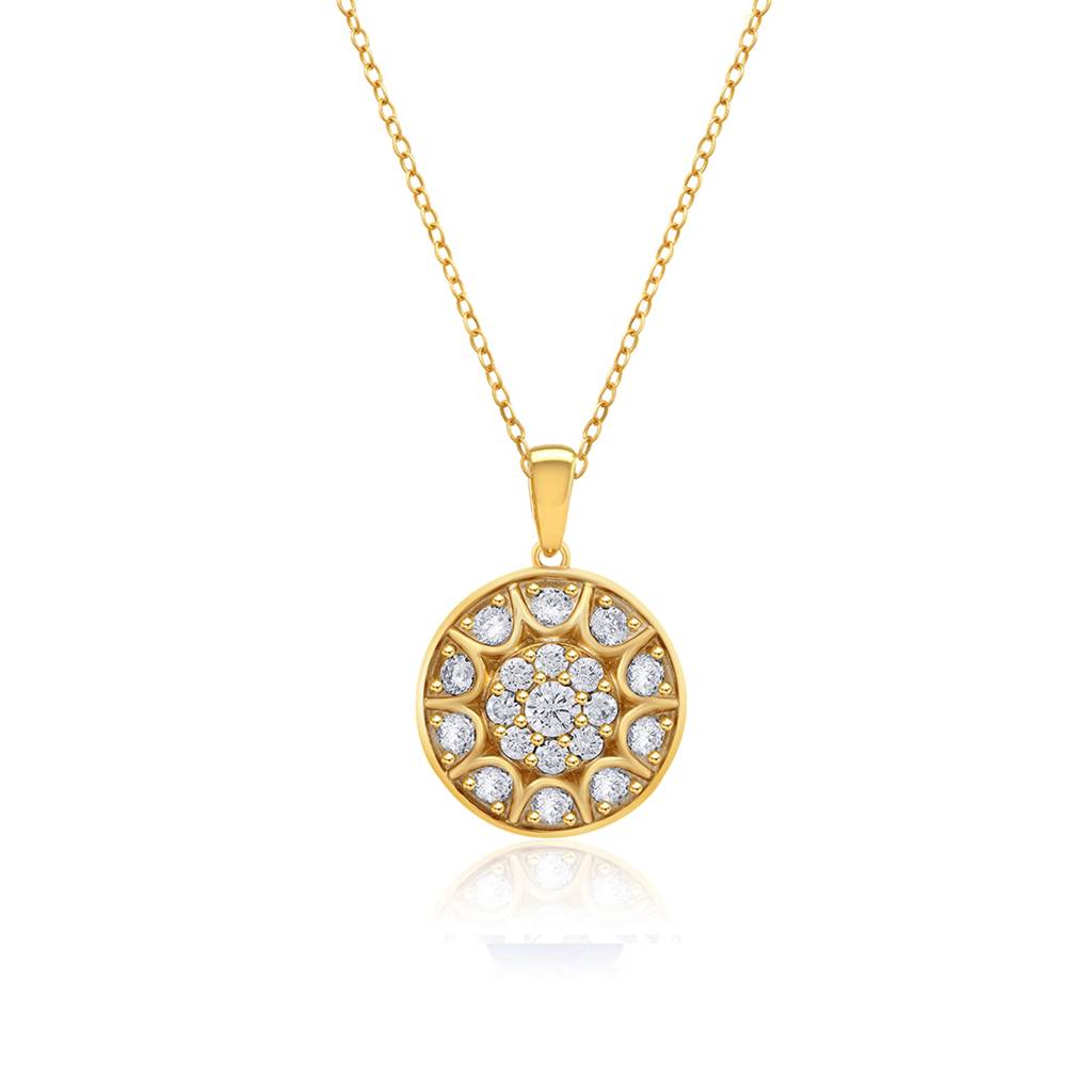 Golden Gold Plated Round Vintage Pendant : ZLP-1007