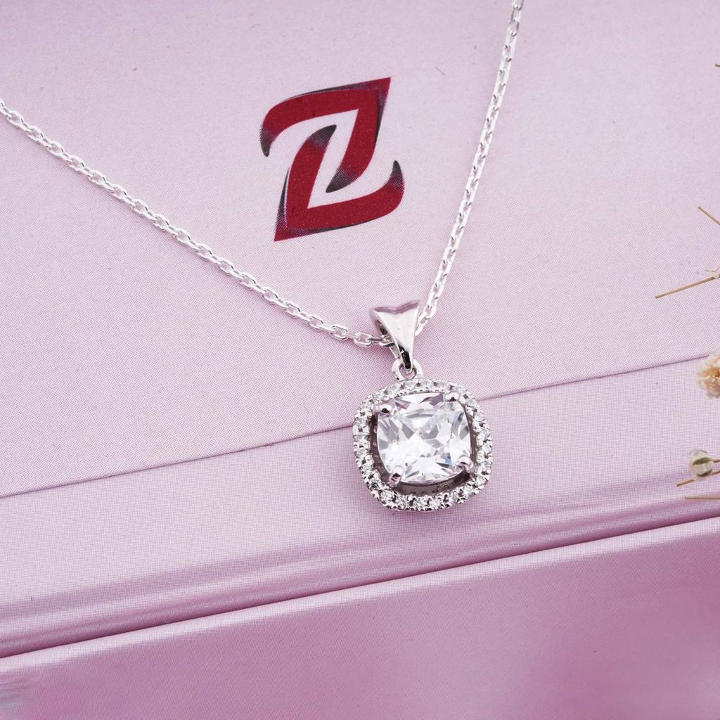 Silver Round Halo Pendant : ZLP-1011