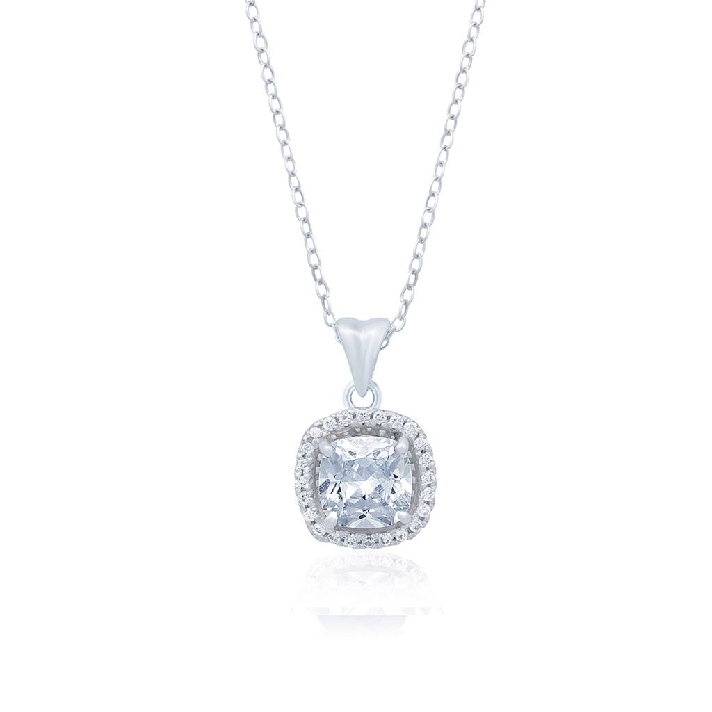 Silver Round Halo Pendant : ZLP-1011