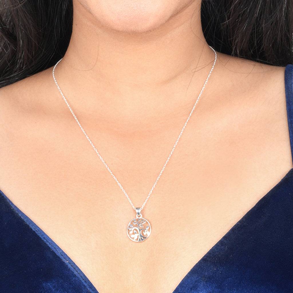 Silver Round Shape Tree Style Silver Pendant : ZLP-1014
