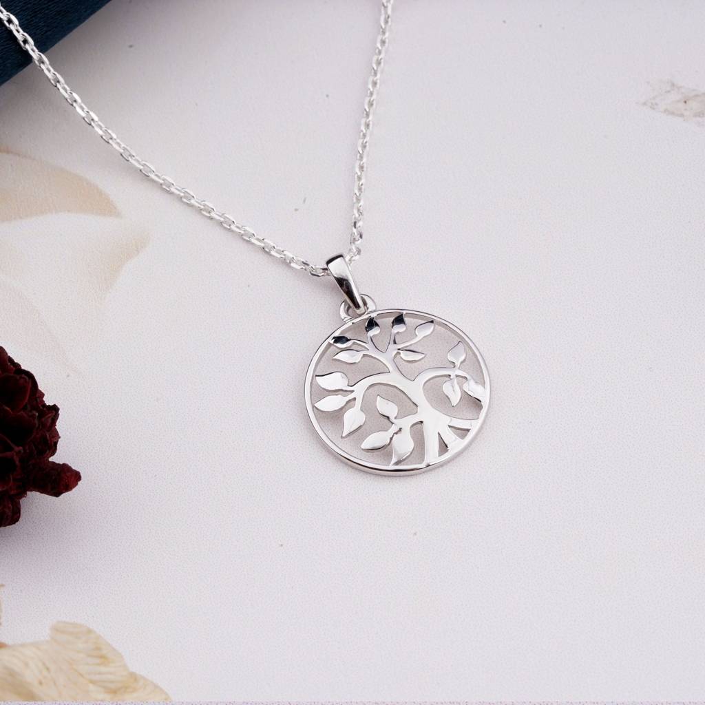 Silver Round Shape Tree Style Silver Pendant : ZLP-1014