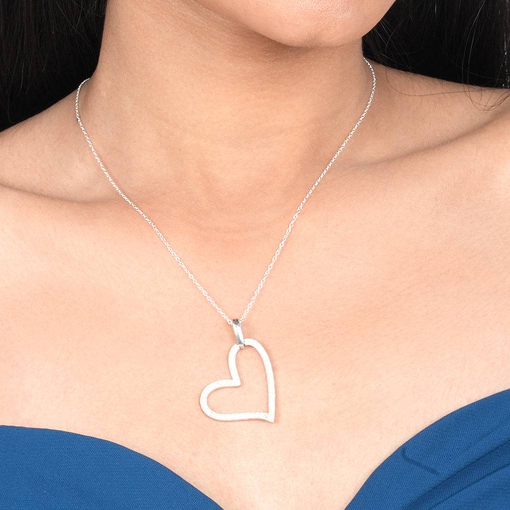 Silver Cubic Zirconia Heart Love Pendant : ZLP-1016