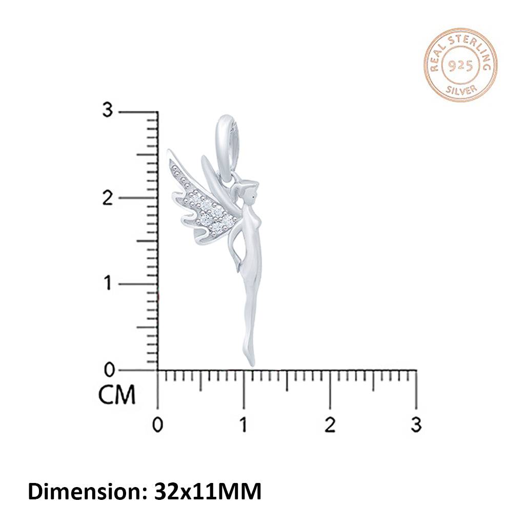 Sterling Silver Cz Flying Angel Fairy Charm Pendant : ZLP-1017