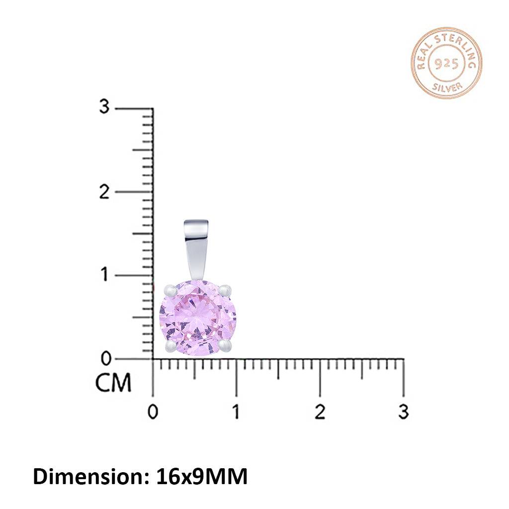 Silver Pink Sapphire Round Shape Pendant : ZLP-1021