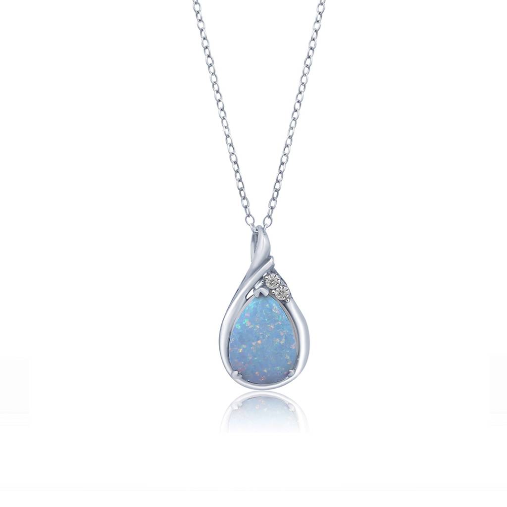 Silver Opal Multicolor Pear Solitaire Pendant : ZLP-1024