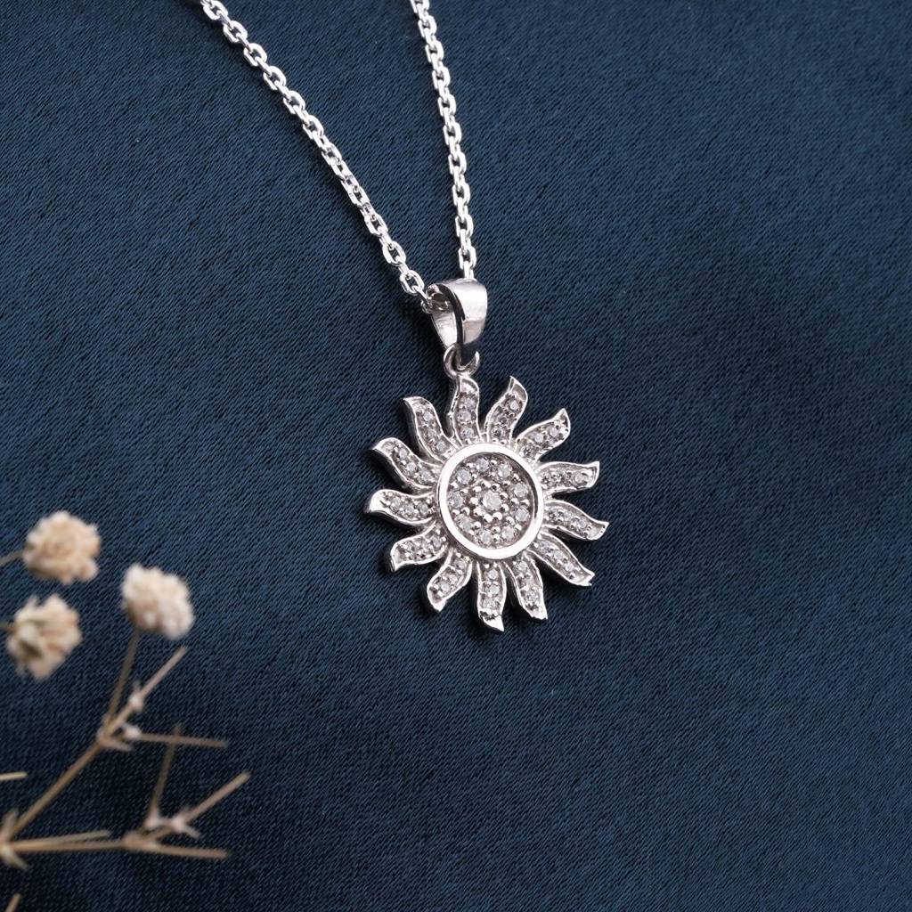 Silver Sterling Sun Shape Pendant : ZLP-1027