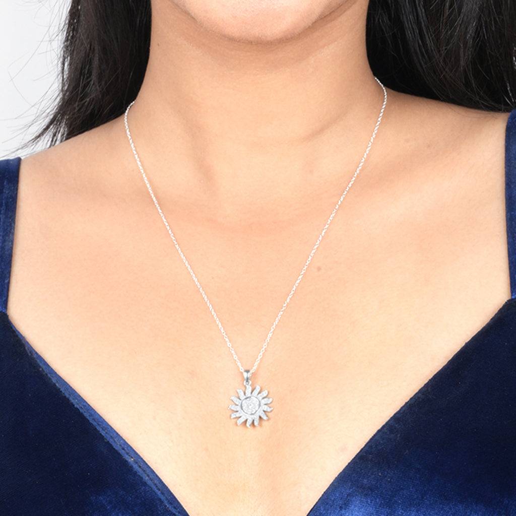 Silver Sterling Sun Shape Pendant : ZLP-1027