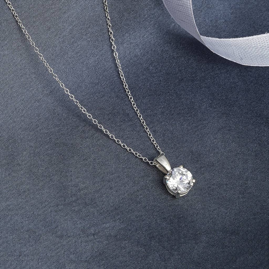 Sterling Silver Classic Cz Pendant For Gift Sterling Silver Silver