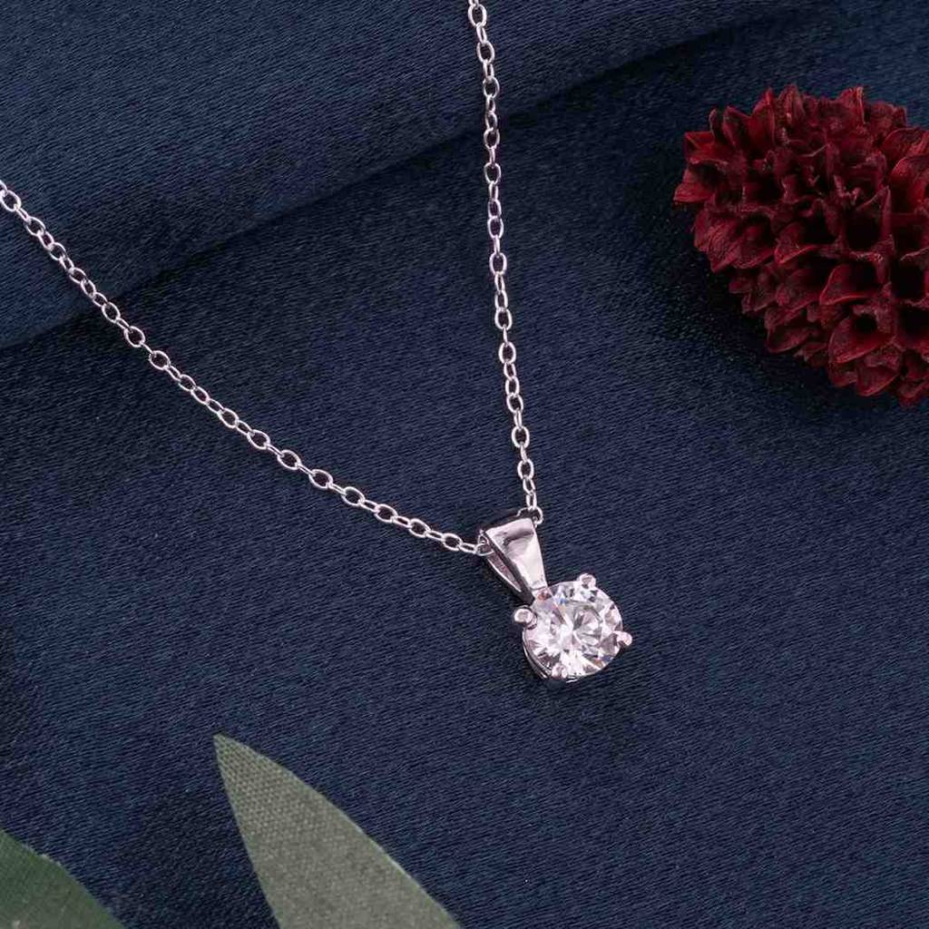 Sterling Silver Classic Cz Pendant For Gift Sterling Silver Silver