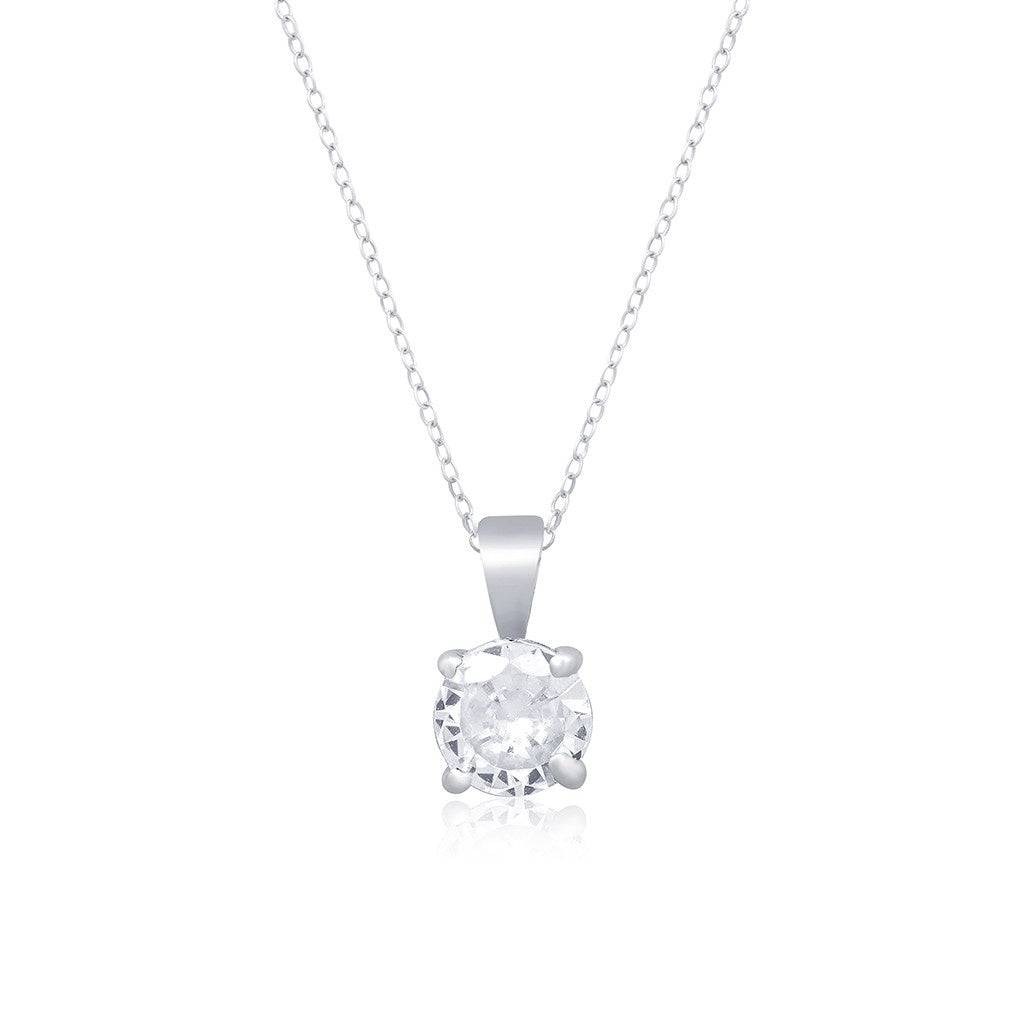 Silver Solitaire Round Pendant : ZLP-1032