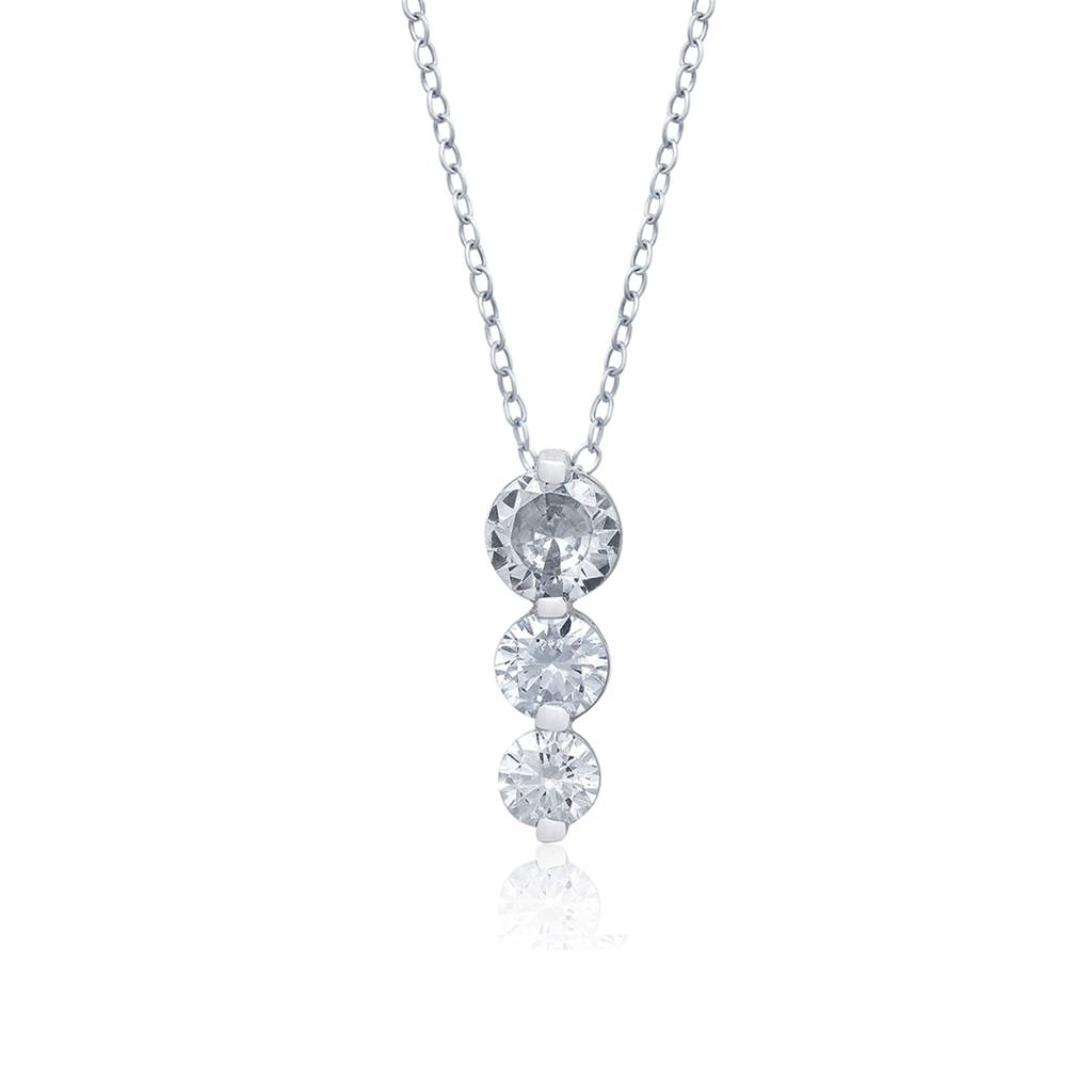 Sterling Silver Elegant Diamond Pendant : ZLP-1035