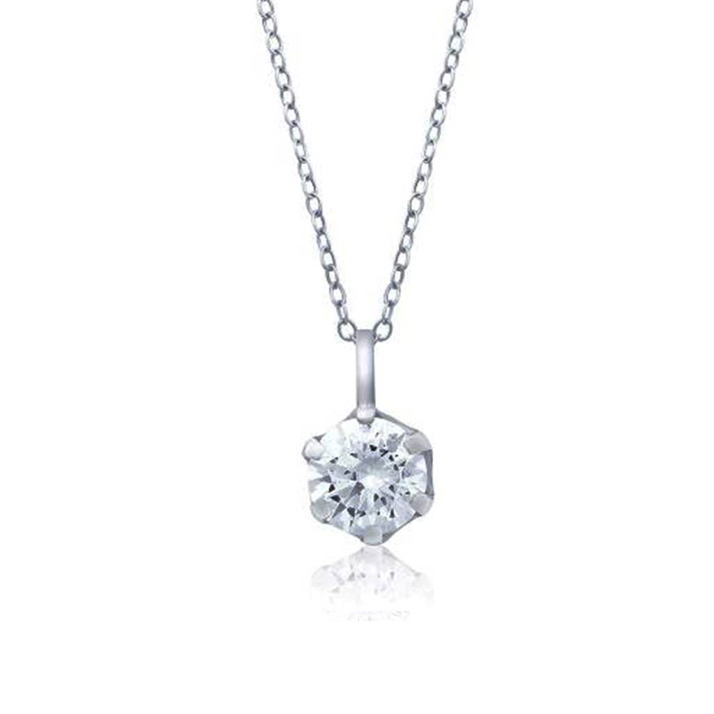 Silver Round Cz Solitaire Pendant : ZLP-1036