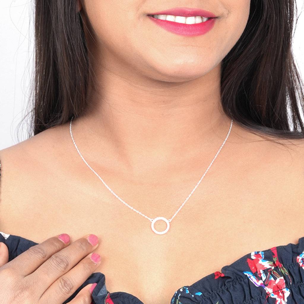 Silver Circle Minimalist Necklace : ZLP-1043
