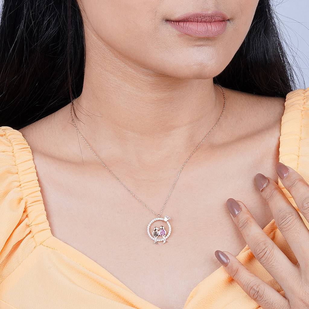 Rose Gold Love Birds Couple Gift Necklace : ZLP-1044