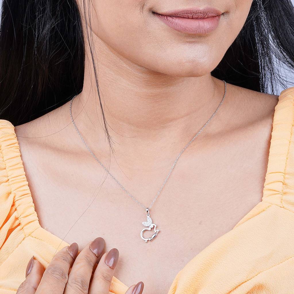 Silver Rabbit Animal Pendant : ZLP-1045