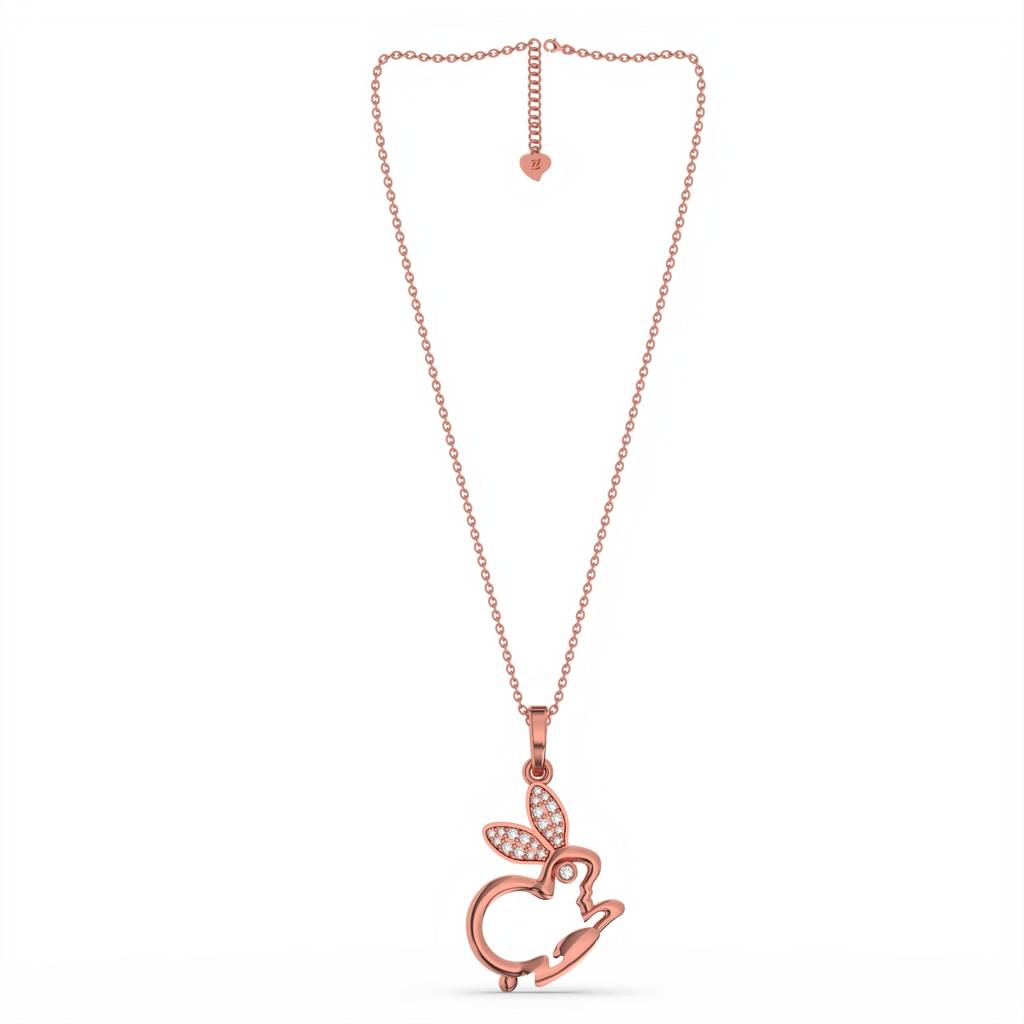 Rose Gold Rabbit Animal Silver Plated Pendant : ZLP-1045R