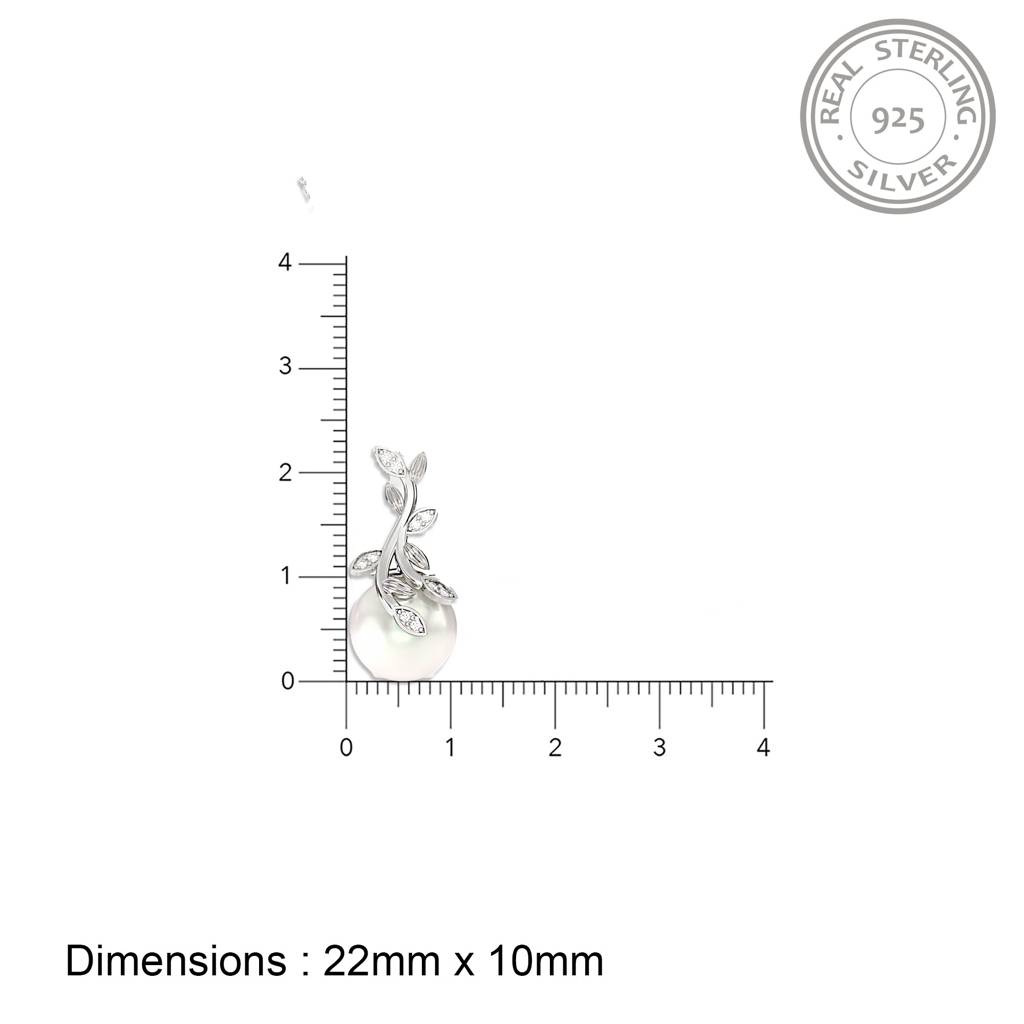 Silver Freshwater Cultured Pearl And Diamond Drop Pendant : ZLP-1046