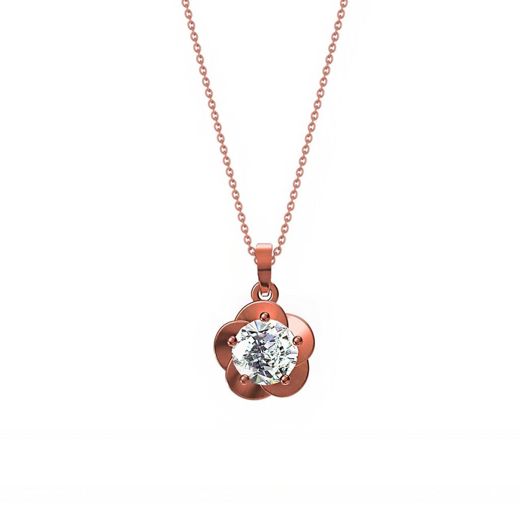 Rose Gold Floral Flower Solitaire Pendant : ZLP-1047R