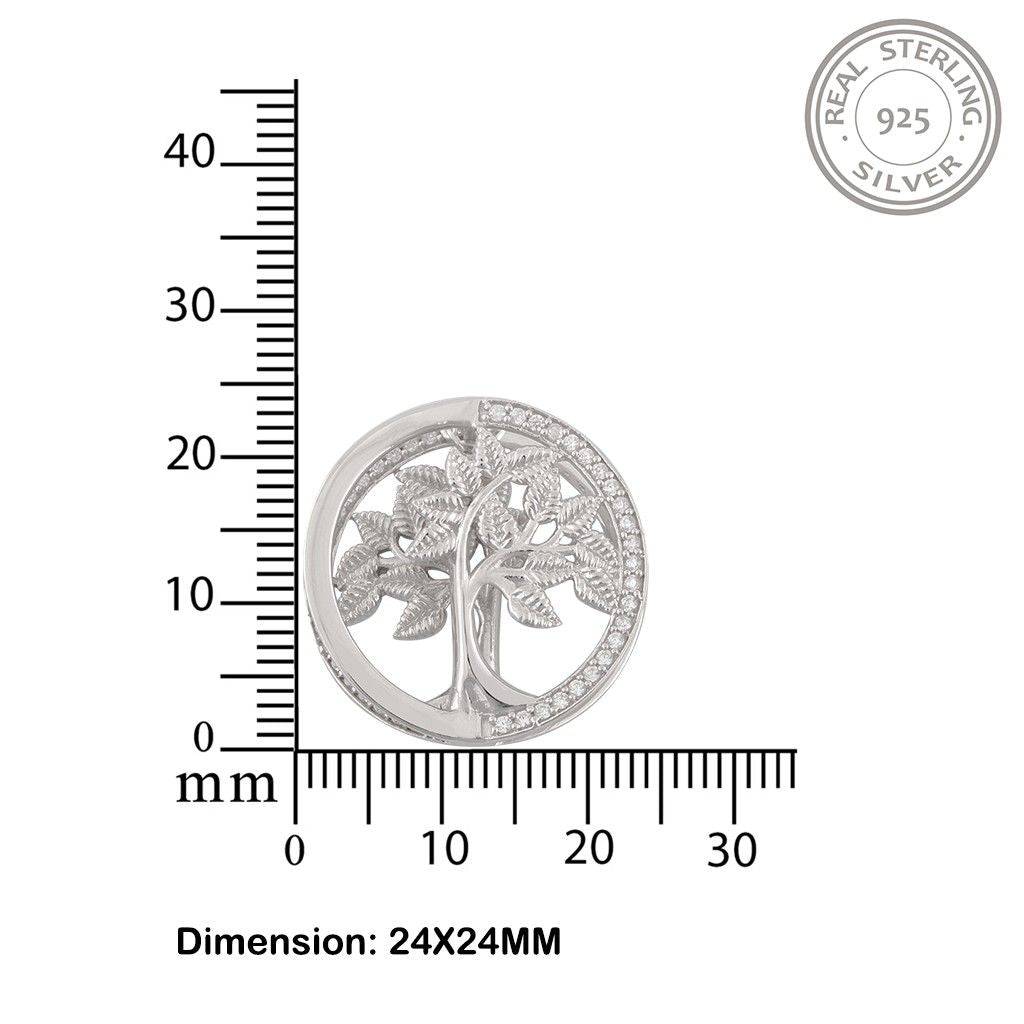 Silver Tree Circle Pendant : ZLP-1048