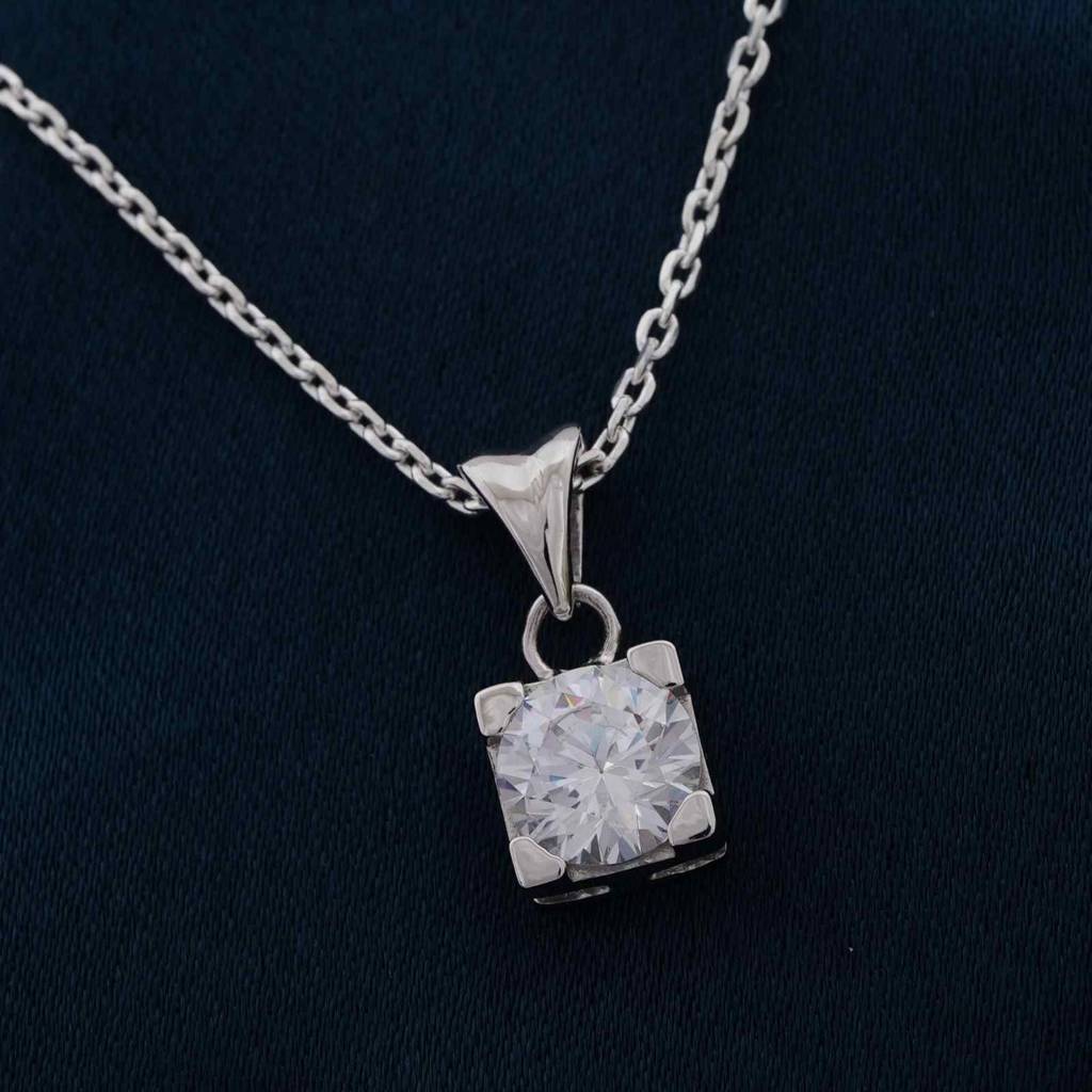 Silver Classy Solitaire Pendant : ZLP-1052