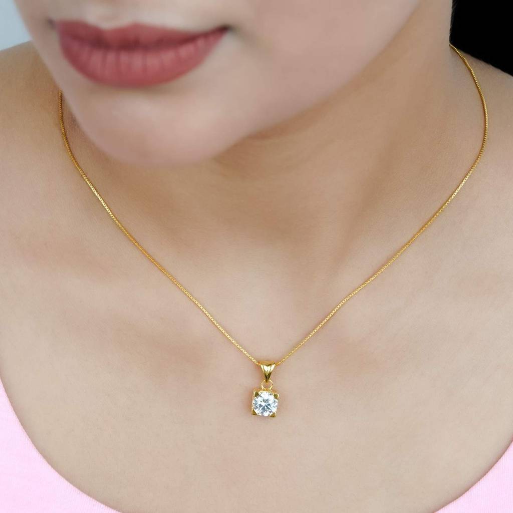 Golden Classy Solitaire Pendant : ZLP-1052Y