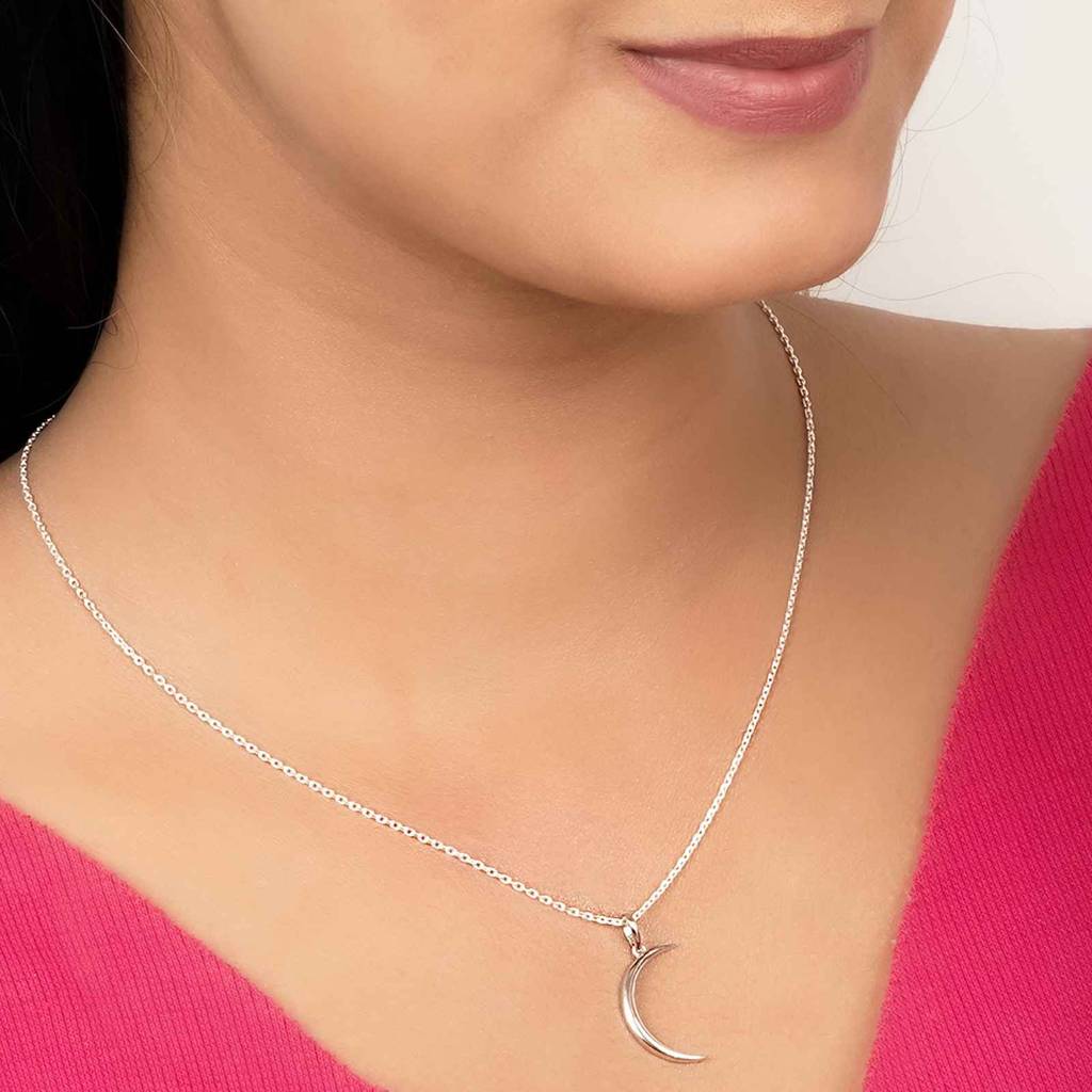 Silver Stunning Moon Pendant : ZLP-1056