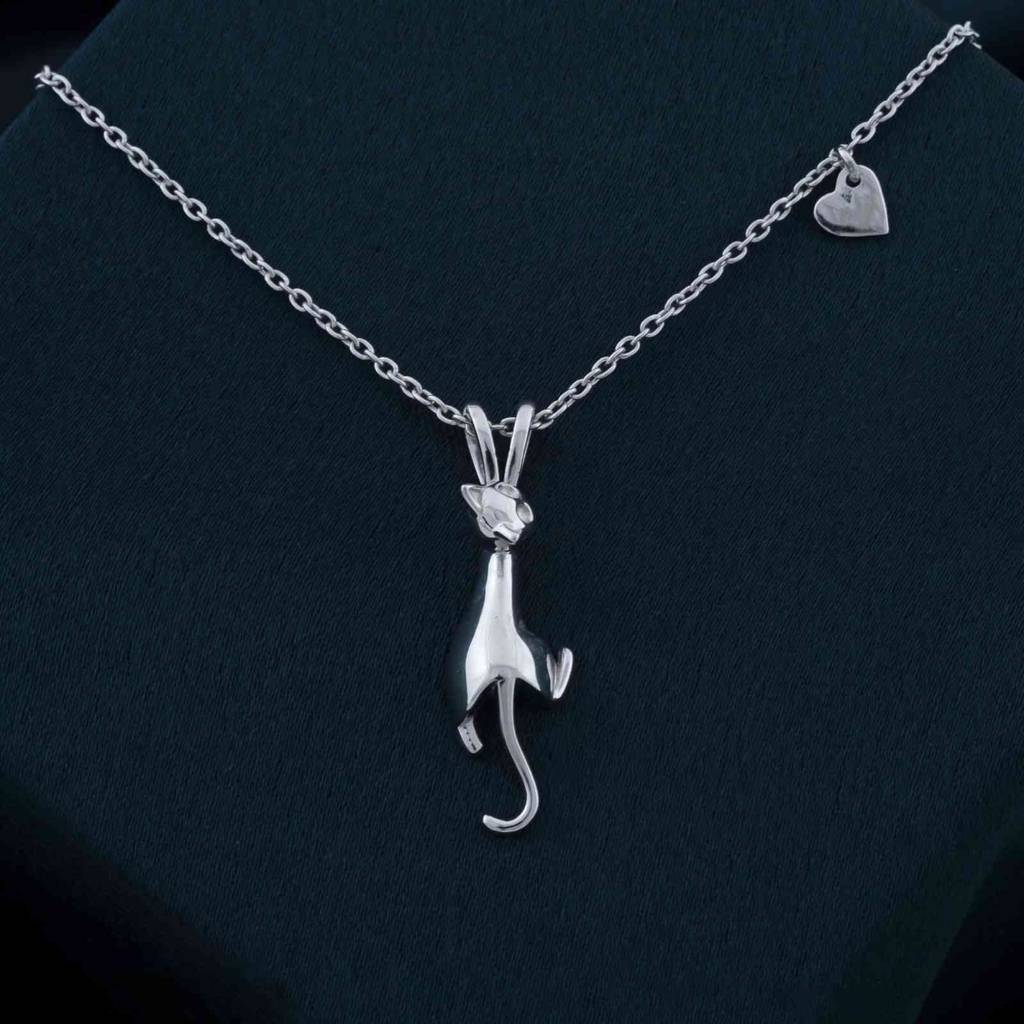 Silver Cute Cat Pendant : ZLP-1061