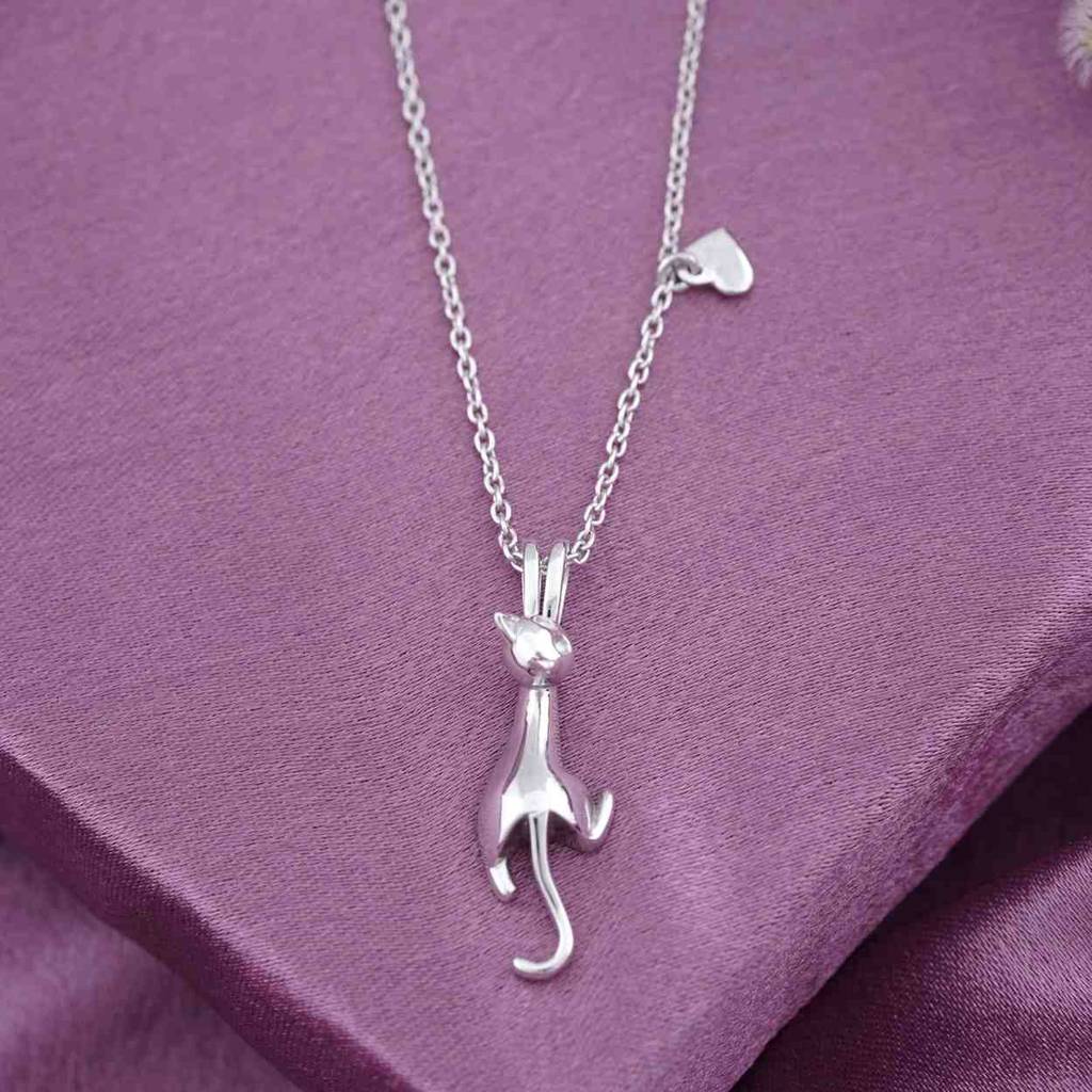 Silver Cute Cat Pendant : ZLP-1061