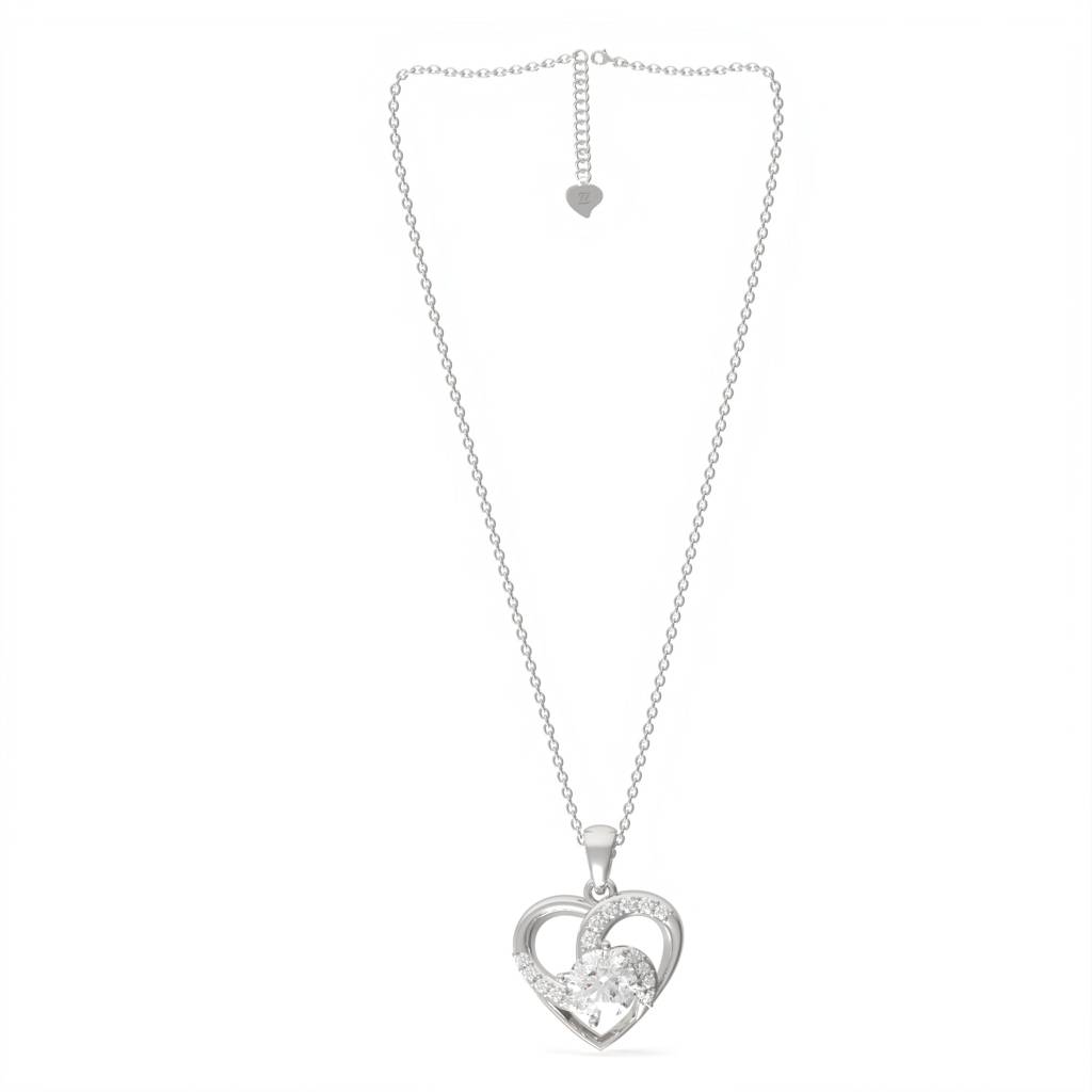 Sterling Silver Heart Love Pendant : ZLP-1064W