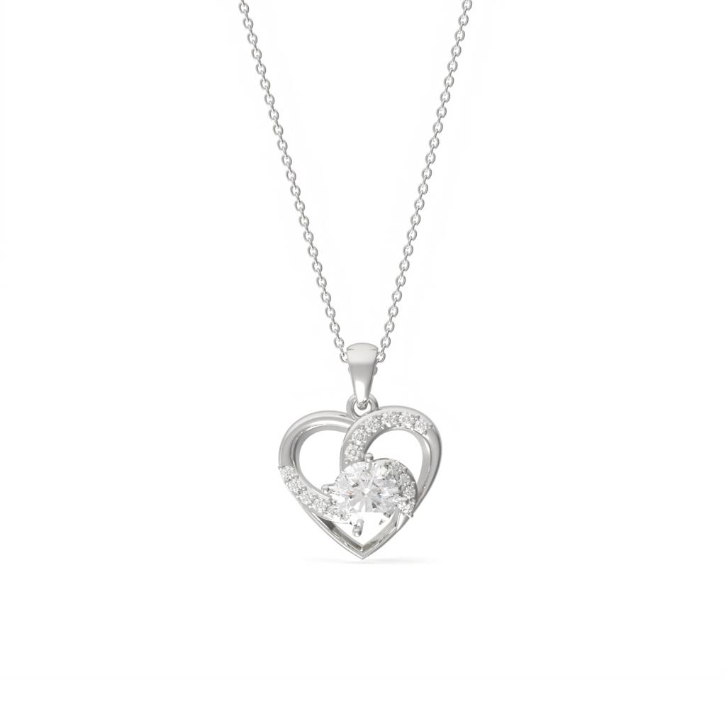 Sterling Silver Heart Love Pendant : ZLP-1064W