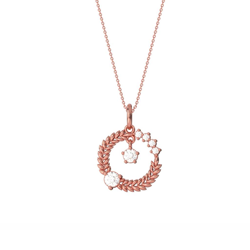 Rose Gold Floral Basket Circle Pendant : ZLP-1066