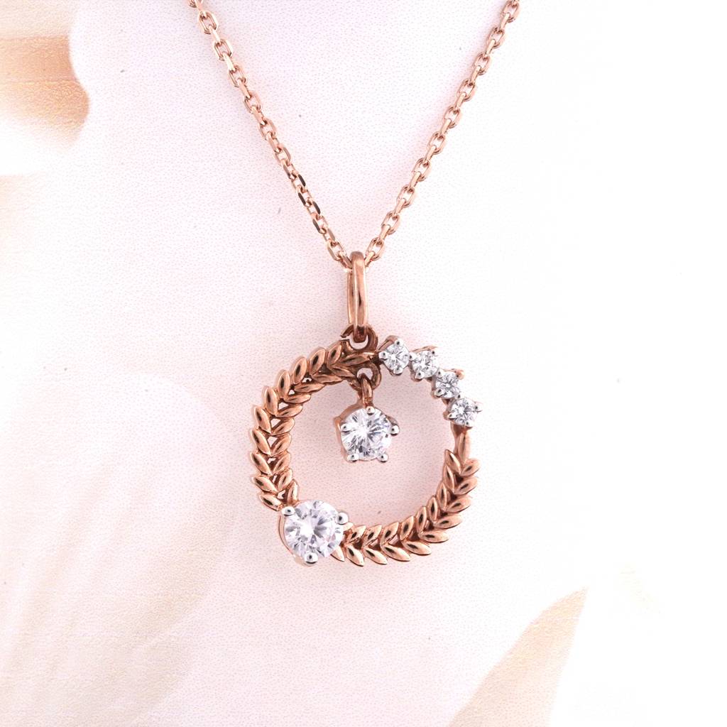 Rose Gold Floral Basket Circle Pendant : ZLP-1066