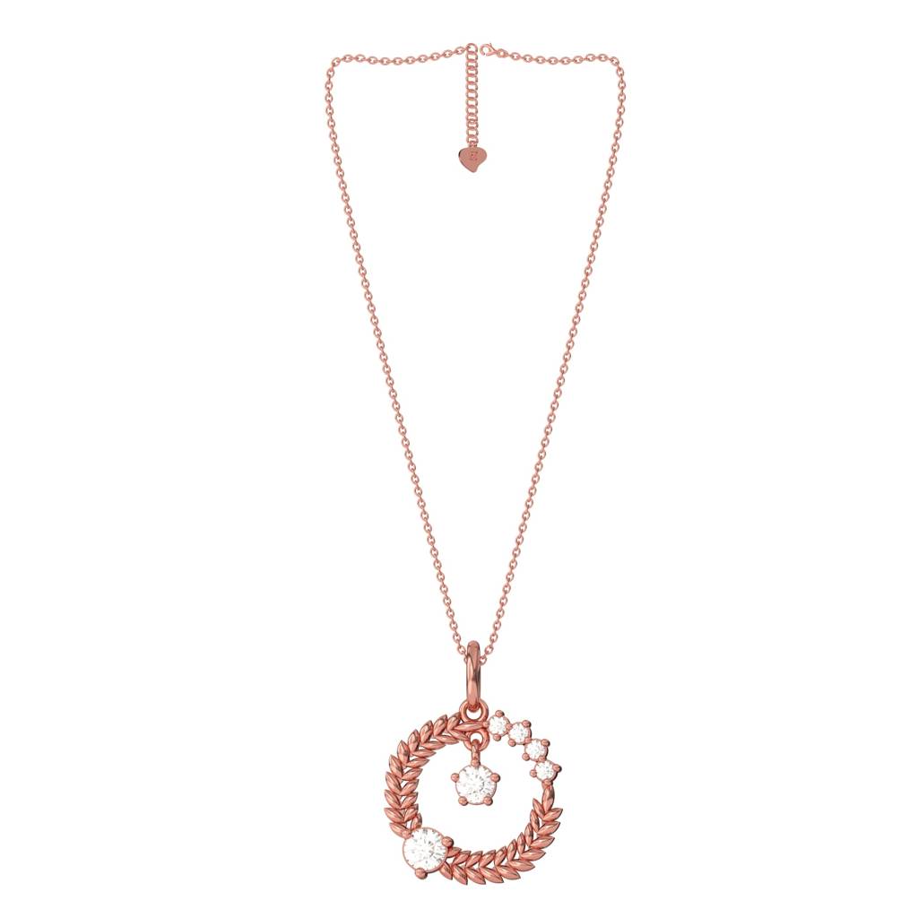 Rose Gold Floral Basket Circle Pendant : ZLP-1066